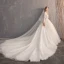 Classic Elegant White Ball Gown Wedding Dresses 2019 Lace Tulle V-Neck 3/4 Sleeve Appliques Backless Embroidered Cathedral Train Church Wedding