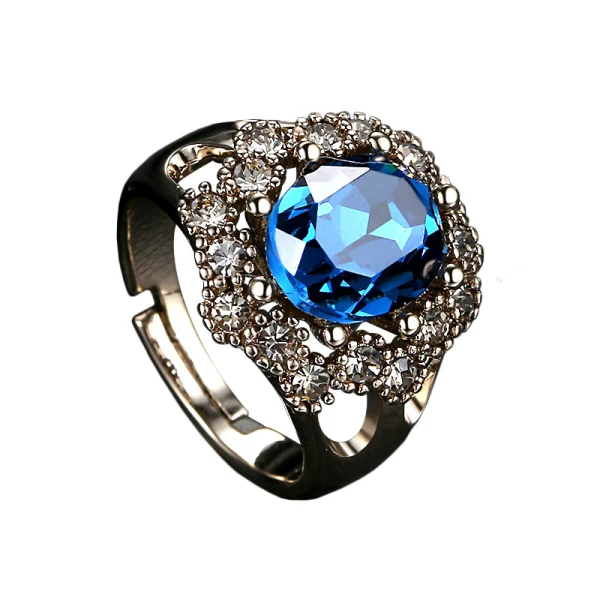 Chic / Belle Bleu Roi Anneaux 2019 Cristal Faux Diamant Étoile Les yeux Alliage Plaqué argent Concours de beauté Accessorize