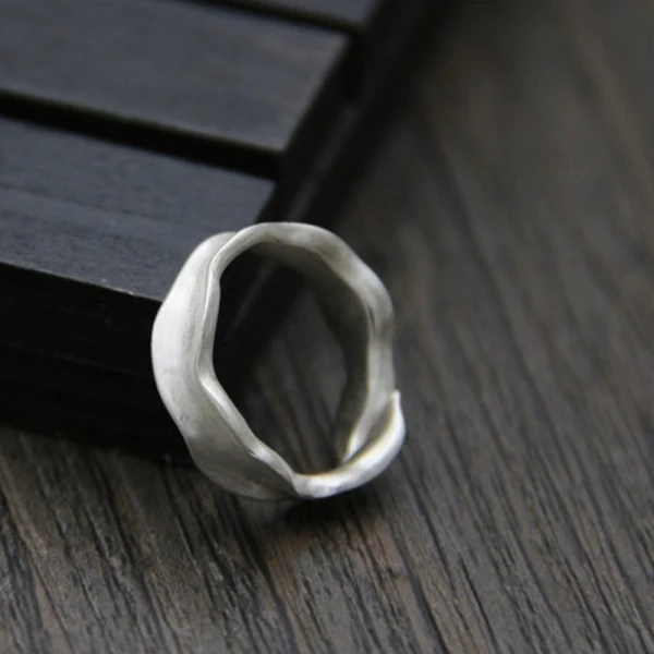 Simple Argenté Fait main Chanceux Foi Vague Bague Argent sterling Plage Anneaux 2019 Accessorize