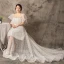 Moderne / Mode Princesse Blanche Grande Taille Robe De Mariée 2019 U-Cou Tulle Dentelle Appliques Dos Nu Tribunal Train Mariage