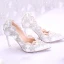 Chic / Beautiful White Wedding Shoes 2017 Pointed Toe PU 9 cm High Heels Beading Rhinestone Wedding Womens Shoes