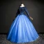Chic / Beautiful Royal Blue Prom Dresses 2017 Tulle Beading Appliques Ball Gown Prom Backless Formal Dresses