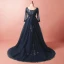 Luxe Bleu Marine Grande Taille Robe De Soirée 2018 Princesse Manches Longues Tulle V-Cou Bretelles croisées Appliques Dos Nu Perlage Paillettes Hiver Promo Robe De Ceremonie