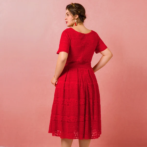 Chic / Beautiful Red Plus Size Graduation Dresses 2018 A-Line / Princess U-Neck Lace-up Tulle Printing Embroidered Homecoming Formal Dresses