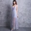 Modern / Fashion Floor-Length / Long Lavender Evening Dresses  2018 A-Line / Princess V-Neck Tulle Appliques Backless Formal Dresses