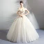 Classic Elegant White Champagne Floor-Length / Long Wedding 2018 Tulle Lace-up Appliques Backless Beading Strapless Ball Gown Wedding Dresses