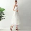 Chic / Beautiful White Tea-length Evening Dresses  2018 A-Line / Princess Tulle Appliques Star Backless Evening Party Formal Dresses