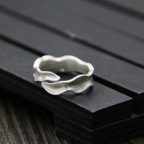 Simple Argenté Fait main Chanceux Foi Vague Bague Argent sterling Plage Anneaux 2019 Accessorize