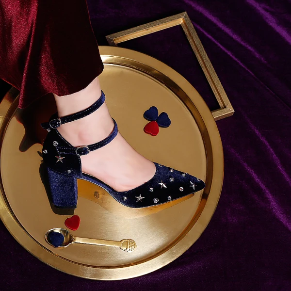 Modern / Fashion Black 7 cm High Heels 2019 Pointed Toe Summer Cocktail Party Evening Party Leather Beading Rivet Strappy Womens Shoes