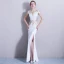 Elegant 2017 White Evening Dresses  U-Neck Appliques Handmade  Trumpet / Mermaid Evening Party Formal Dresses