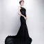 Modern / Fashion Black Evening Dresses  2017 Trumpet / Mermaid V-Neck Lace Embroidered Striped Backless Evening Party Formal Dresses