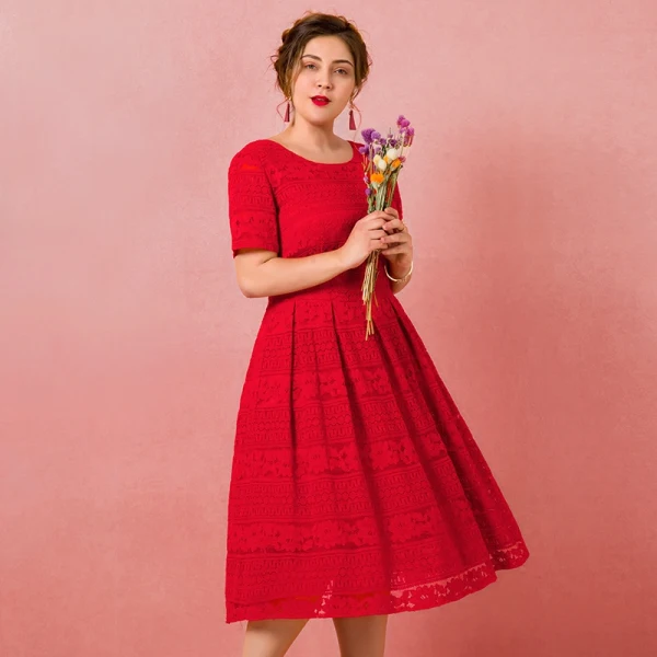 Chic / Beautiful Red Plus Size Graduation Dresses 2018 A-Line / Princess U-Neck Lace-up Tulle Printing Embroidered Homecoming Formal Dresses