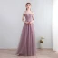 Modern / Fashion Floor-Length / Long Lavender Evening Dresses  2018 A-Line / Princess Lace-up U-Neck Tulle Backless Evening Party Formal Dresses