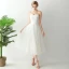 Chic / Beautiful White Tea-length Evening Dresses  2018 A-Line / Princess Tulle Appliques Star Backless Evening Party Formal Dresses