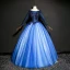 Chic / Beautiful Royal Blue Prom Dresses 2017 Tulle Beading Appliques Ball Gown Prom Backless Formal Dresses