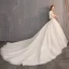 Classic Elegant White Ball Gown Wedding Dresses 2019 Lace Tulle V-Neck 3/4 Sleeve Appliques Backless Embroidered Cathedral Train Church Wedding