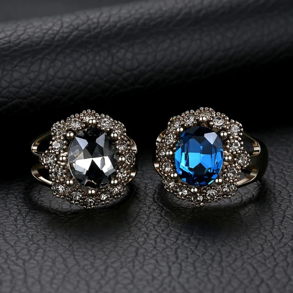 Chic / Belle Bleu Roi Anneaux 2019 Cristal Faux Diamant Étoile Les yeux Alliage Plaqué argent Concours de beauté Accessorize