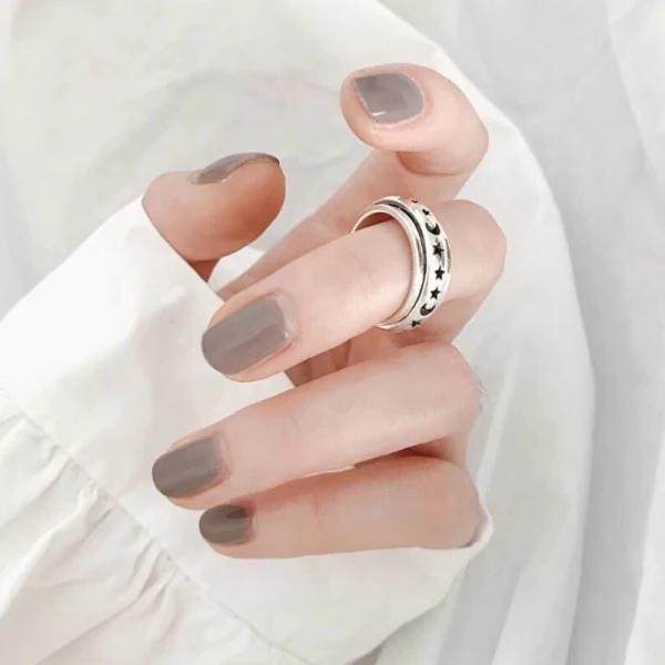 Vintage / Retro Black Star Moon Band Ring Sterling Silver Work Holiday Rings 2019 Accessories