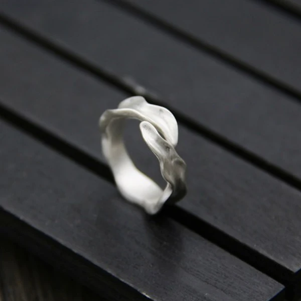 Simple Argenté Fait main Chanceux Foi Vague Bague Argent sterling Plage Anneaux 2019 Accessorize