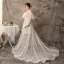 Moderne / Mode Princesse Blanche Grande Taille Robe De Mariée 2019 U-Cou Tulle Dentelle Appliques Dos Nu Tribunal Train Mariage