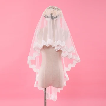 Klassieke Elegante Witte Huwelijk Tule Kanten Geborduurde Pailletten 1 5 M Korte Bruidssluier 2019