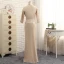 Luxury / Gorgeous Champagne With Shawl Trumpet / Mermaid Mother Of The Bride Dresses 2019 Lace Satin U-Neck Appliques Backless Embroidered Church Wedding Party Dresses