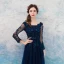 Chic / Beautiful Navy Blue Evening Dresses  2018 A-Line / Princess U-Neck Lace Tulle Floor-Length / Long Appliques Backless Beading Evening Party Formal Dresses