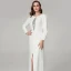 Modern / Fashion White Evening Dresses  2020 Trumpet / Mermaid Floor-Length / Long U-Neck Beading Rhinestone Sequins Dating Work Cocktail Party Evening Party Formal Dresses