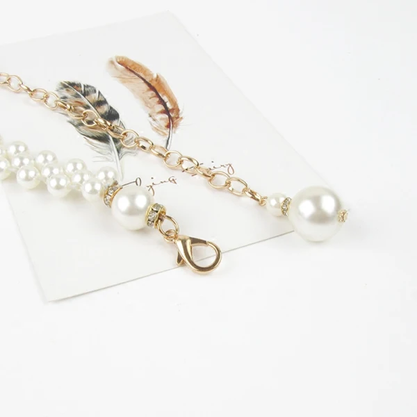 Chic / Beautiful White Wedding Belt 2020 Metal Beading Pearl Bridal Prom Accessories