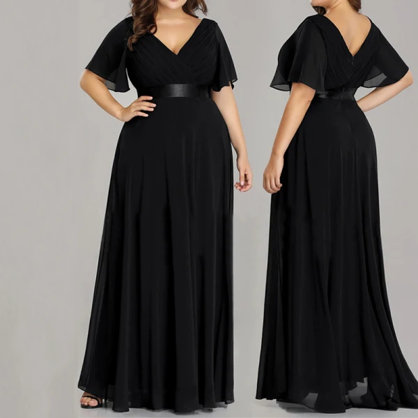 Formal Dresses Evening Dresses  Zipper Up Cascading Ruffles Solid Color Floor-Length / Long Plus Size Tulle V-Neck Evening Party Summer Short Sleeve Modest / Simple A-Line / Princess 2020 Green