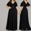 Formal Dresses Evening Dresses  Zipper Up Cascading Ruffles Solid Color Floor-Length / Long Plus Size Tulle V-Neck Evening Party Summer Short Sleeve Modest / Simple A-Line / Princess 2020 Green