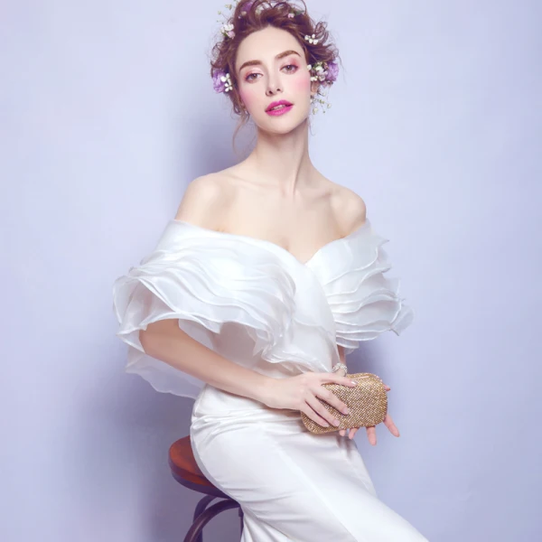 Simple Blanche Robe De Soirée 2018 Trompette / Sirène Longue Tulle Dos Nu Bustier Soirée Robe De Ceremonie