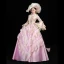 Vintage / Retro Medieval Candy Pink Ball Gown Prom Dresses 2021 High Neck Long Sleeve Floor-Length / Long 3D Lace Appliques Embroidered Handmade  Cosplay Prom Formal Dresses