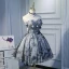 Chic / Beautiful Grey Graduation Dresses 2018 A-Line / Princess Tulle Appliques Backless Beading Strapless Homecoming Formal Dresses
