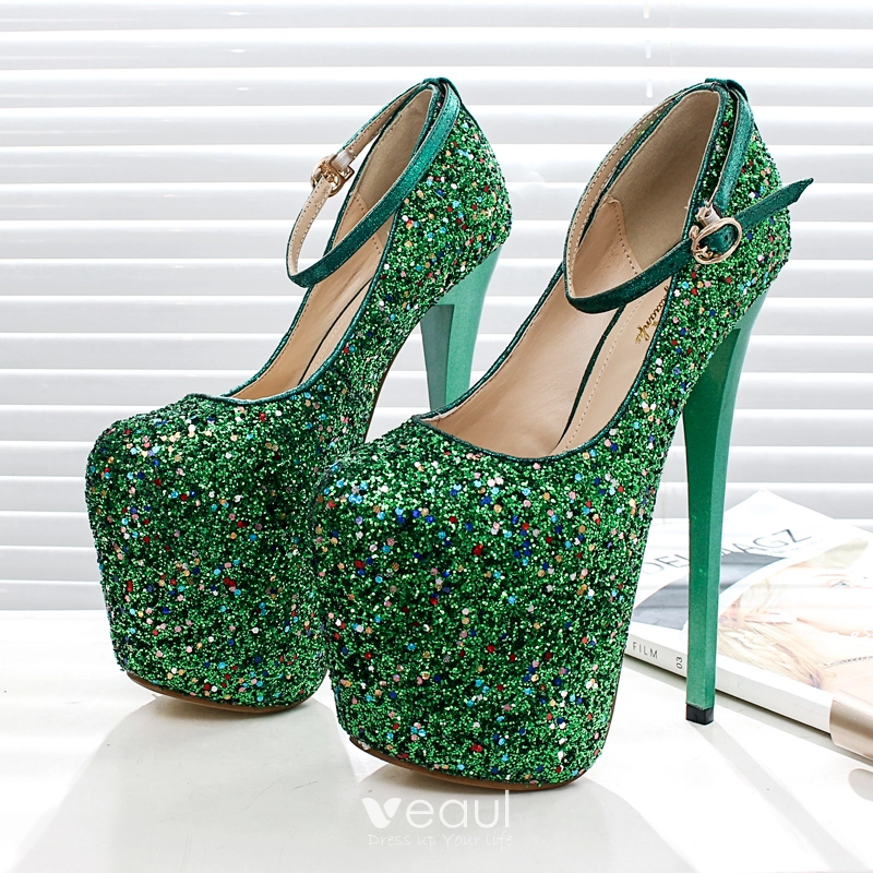 Glamorous Satin Green Heels For Women