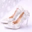 Chic / Beautiful White Wedding Shoes 2017 Pointed Toe PU 9 cm High Heels Beading Rhinestone Wedding Womens Shoes