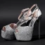 Sparkly Gold 2018 High Heels Leatherette Ankle Strap Glitter Sequins Sandals 15 cm Open / Peep Toe Stiletto Heels Evening Party Womens Shoes