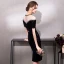 Moderne / Mode Noire Courte Robe De Graduation 2018 Tulle U-Cou Trompette / Sirène Perlage Paillettes de retour Robe De Ceremonie