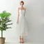 Chic / Beautiful White Tea-length Evening Dresses  2018 A-Line / Princess Tulle Appliques Star Backless Evening Party Formal Dresses