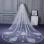Fantastiske / Unike Hvit Bryllup Cathedral Train Appliques Blonder Tyll Brudeslør 2018