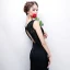 Modern / Fashion Black Evening Dresses  2017 Trumpet / Mermaid V-Neck Lace Embroidered Striped Backless Evening Party Formal Dresses