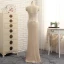 Luxury / Gorgeous Champagne With Shawl Trumpet / Mermaid Mother Of The Bride Dresses 2019 Lace Satin U-Neck Appliques Backless Embroidered Church Wedding Party Dresses