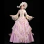 Vintage / Retro Medieval Candy Pink Ball Gown Prom Dresses 2021 High Neck Long Sleeve Floor-Length / Long 3D Lace Appliques Embroidered Handmade  Cosplay Prom Formal Dresses