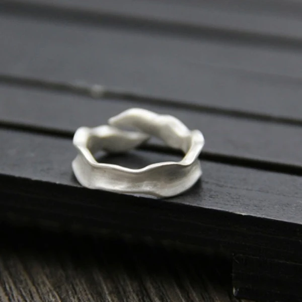 Simple Argenté Fait main Chanceux Foi Vague Bague Argent sterling Plage Anneaux 2019 Accessorize