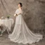 Moderne / Mode Princesse Blanche Grande Taille Robe De Mariée 2019 U-Cou Tulle Dentelle Appliques Dos Nu Tribunal Train Mariage