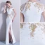 Elegant 2017 White Evening Dresses  U-Neck Appliques Handmade  Trumpet / Mermaid Evening Party Formal Dresses