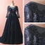 Luxe Bleu Marine Grande Taille Robe De Soirée 2018 Princesse Manches Longues Tulle V-Cou Bretelles croisées Appliques Dos Nu Perlage Paillettes Hiver Promo Robe De Ceremonie