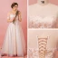 Chic / Beautiful Champagne Plus Size Prom Dresses 2018 A-Line / Princess Tulle U-Neck Lace-up Strappy Appliques Backless Evening Party Prom Formal Dresses