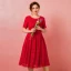 Chic / Beautiful Red Plus Size Graduation Dresses 2018 A-Line / Princess U-Neck Lace-up Tulle Printing Embroidered Homecoming Formal Dresses
