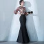 Modern / Fashion Black Floor-Length / Long Evening Dresses  2018 Trumpet / Mermaid High Neck Tulle Embroidered Appliques Backless Beading Evening Party Formal Dresses